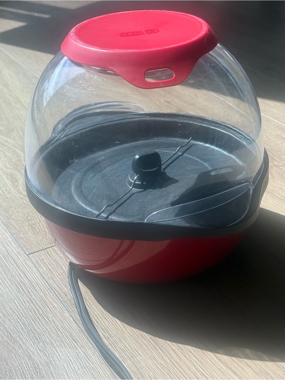 Ash Red Electric Air Popcorn Maker with Clear Dome